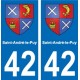 42 Villerest blason ville autocollant plaque stickers