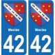 42 Villerest blason ville autocollant plaque stickers
