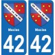 42 Villerest blason ville autocollant plaque stickers