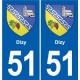 51 Fagnières blason autocollant plaque stickers ville