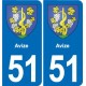 51 Fagnières blason autocollant plaque stickers ville