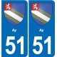 51 Fagnières blason autocollant plaque stickers ville