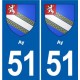 51 Fagnières blason autocollant plaque stickers ville