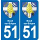 51 Fagnières blason autocollant plaque stickers ville