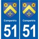 51 Fagnières blason autocollant plaque stickers ville