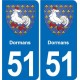 51 Fagnières blason autocollant plaque stickers ville