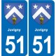 51 Fagnières blason autocollant plaque stickers ville