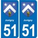 51 Fagnières blason autocollant plaque stickers ville