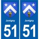 51 Fagnières blason autocollant plaque stickers ville