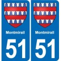51 Montmirail escudo de armas de la etiqueta engomada de la placa de pegatinas de la ciudad