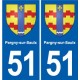 51 Fagnières blason autocollant plaque stickers ville