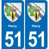 51 Fagnières blason autocollant plaque stickers ville
