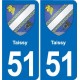 51 Fagnières blason autocollant plaque stickers ville