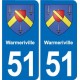 51 Fagnières blason autocollant plaque stickers ville