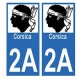 2A Corse Corsica autocollant plaque immatriculation auto sticker département