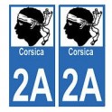 2A Corsica Corsica adesivo targa di immatricolazione auto adesivo dipartimento