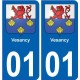 01 Vesancy ville autocollant plaque immatriculation auto sticker département