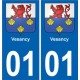 01 Vesancy ville autocollant plaque immatriculation auto sticker département