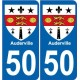 50 Auderville blason autocollant plaque immatriculation auto stickers ville