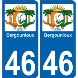 46 bergounioux logo autocollant plaque immatriculation departement stickers ville