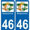 46 bergounioux logo autocollant plaque immatriculation departement stickers ville