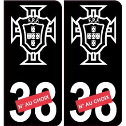 autocollant plaque immatriculation Portugal FPF F avec numéro au choix noir 2-1