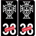 autocollant plaque immatriculation Portugal FPF F avec numéro au choix noir 2-1