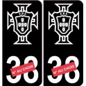 autocollant plaque immatriculation Portugal FPF sticker noir 6-8