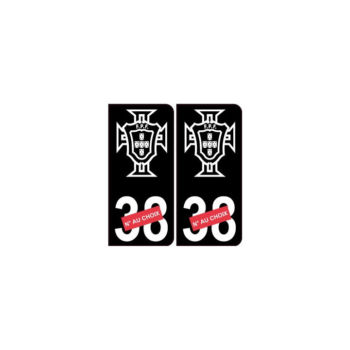 autocollant plaque immatriculation Portugal FPF sticker noir 6-8