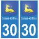 30 Saint-Gilles ville autocollant plaque stickers