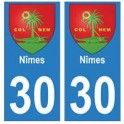 30 Nîmes ville autocollant plaque stickers