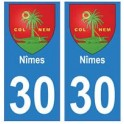 30 de la ciudad de Nimes etiqueta, placa de la etiqueta engomada