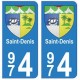 974 Saint-Denis autocollant plaque