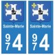 974 Sainte-Marie autocollant plaque