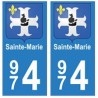 974 Sainte-Marie autocollant plaque