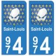 974 Saint-Louis autocollant plaque
