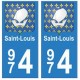 974 Saint-Louis autocollant plaque