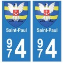 974 Saint-Paul autocollant plaque