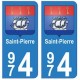 974 Saint-Pierre autocollant plaque