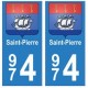 974 Saint-Pierre autocollant plaque