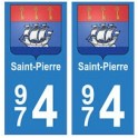 974 Saint-Pierre autocollant plaque