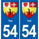 54 Malzéville blason autocollant plaque stickers ville