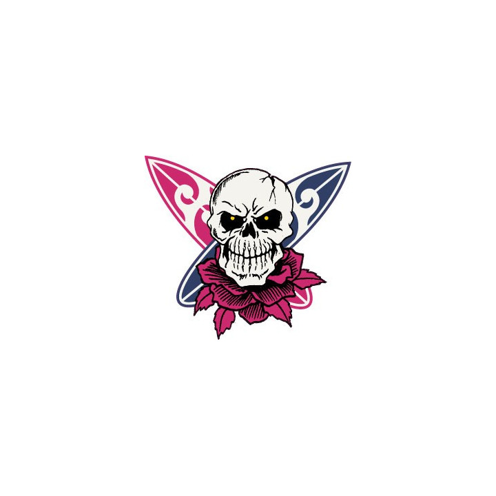 Tête mort skull couleur autocollant sticker adhesif