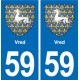 59 Comines blason autocollant plaque stickers ville