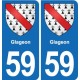 59 Comines blason autocollant plaque stickers ville