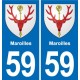 59 Comines blason autocollant plaque stickers ville