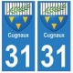 31 Cugnaux ville autocollant plaque blason stickers