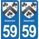 59 Comines blason autocollant plaque stickers ville