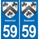 59 Comines blason autocollant plaque stickers ville