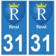 31 Revel ville autocollant plaque blason stickers